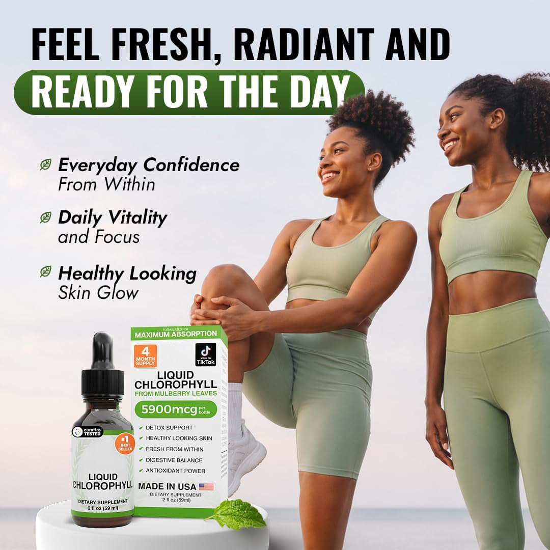 Benevolent Chlorophyll Liquid Drops for Internal Freshness, Peppermint