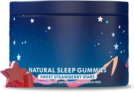 LullaBites - Natural Sleep Gummies - Made in USA - With 5-HTP, L-Theanine, Magnesium & Valerian Root - Melatonin Free - Vegan - Halal - Sugar, Gluten Free - Sweet Strawberry - 60 Gummies - 30 Servings