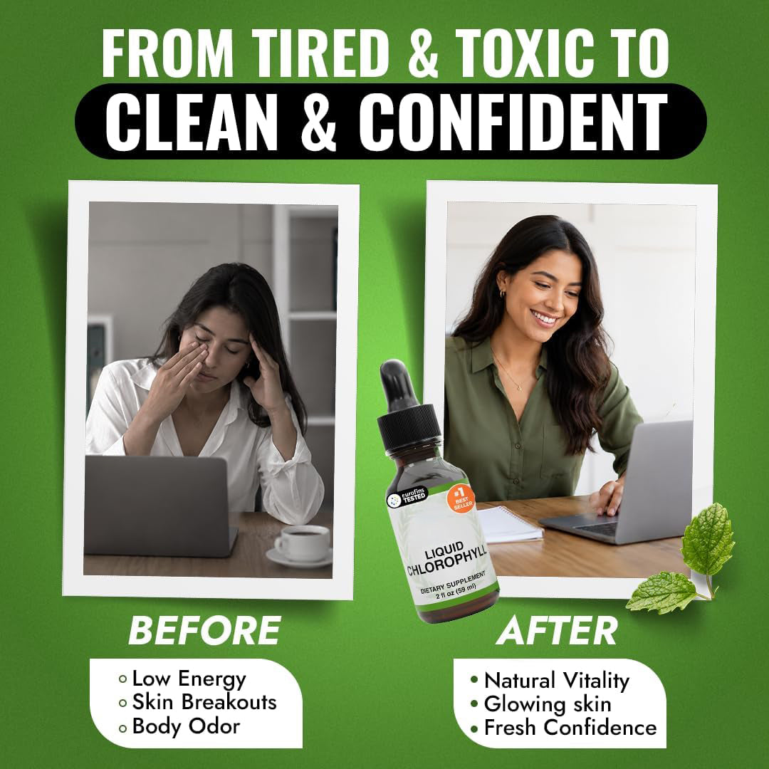 Benevolent Chlorophyll Liquid Drops for Internal Freshness, Peppermint