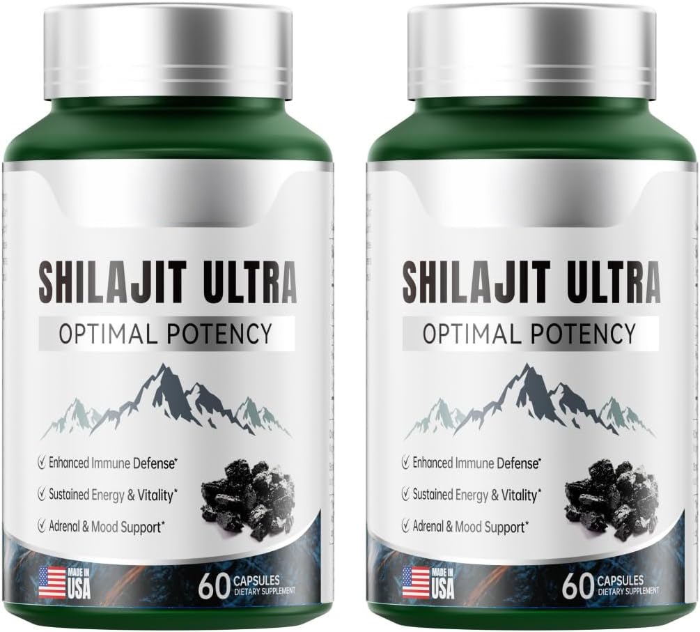 Shilajit for Men Women, Shilajit with Naturally Fulvic Acid & L-Arginine, Himalayan Shilajits for Extra Power, Stamina & Immune Support, Non-GMO, Made in USA, 60 Capsules, 1,300mg Per Serving