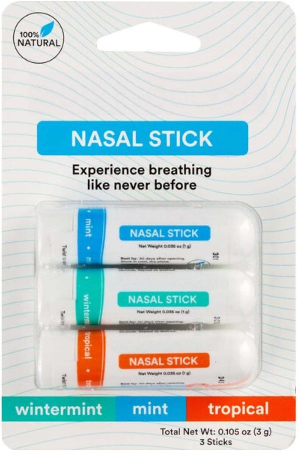 BoomBoom Nasal Stick, Essential Oils + Menthol Inhaler, Variety 4 Pack