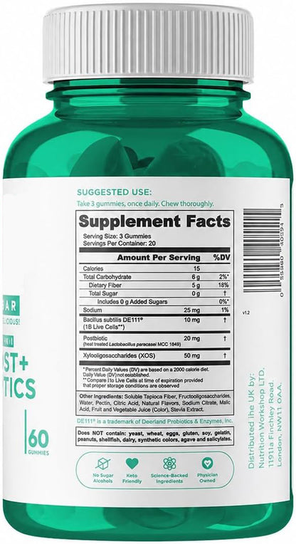 Goli Zero Sugar Pre Pro Postbiotic Gummies - Worlds First 3-in-1 with DE111, XOS, MCC1849 - No Sugar Alcohols - Vegan, Keto-Friendly, Non-GMO