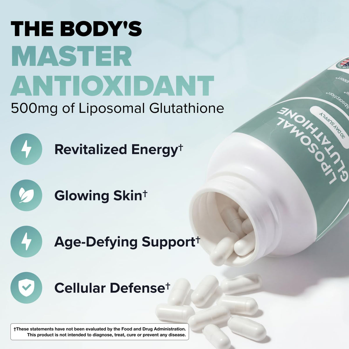 Graphic on glutathione as the body's master antioxidant