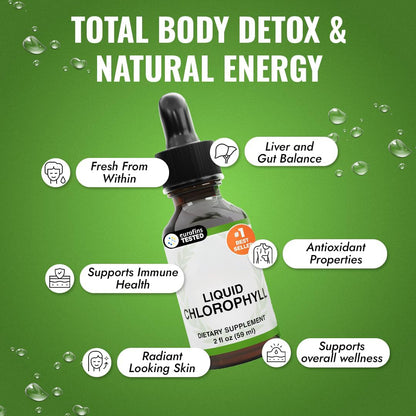 Benevolent Chlorophyll Liquid Drops for Internal Freshness, Peppermint