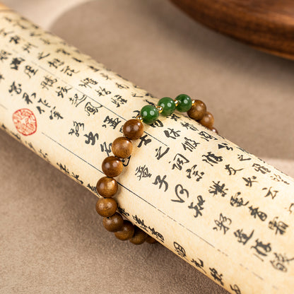 Hainan Agarwood & Green Jade Bracelet: Grounding Harmony and Renewal