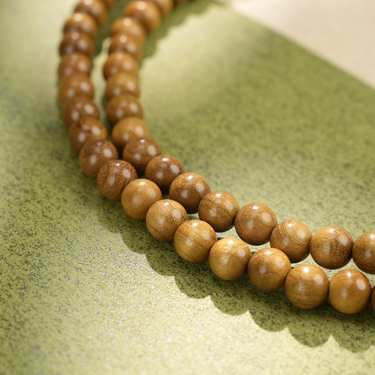 Sandalwood 108 Bead Mala: Golden Grain Sandalwood Prayer Beads