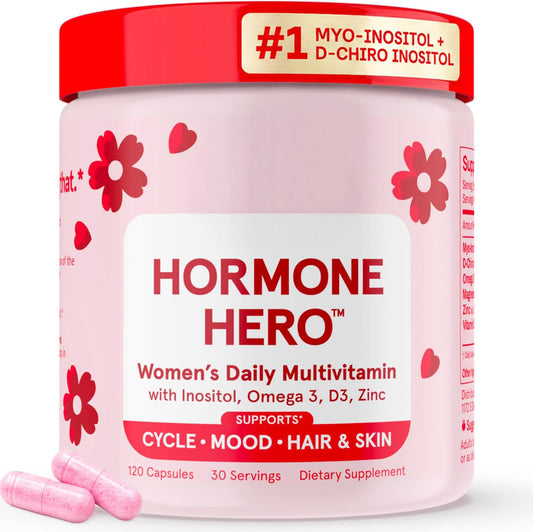 Peach Perfect Inositol Multivitamin – Myo-Inositol & D-Chiro 40:1 Blend, Omega-3, Vitamin D3, Magnesium, Zinc – Supports Women’s Health, Mood, Energy, Supplement – 30 SVG