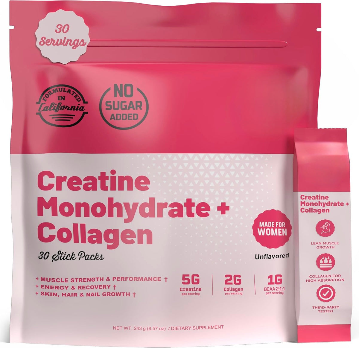 Old School Labs Creatine for Women with Collagen and BCAA, Unflavored
