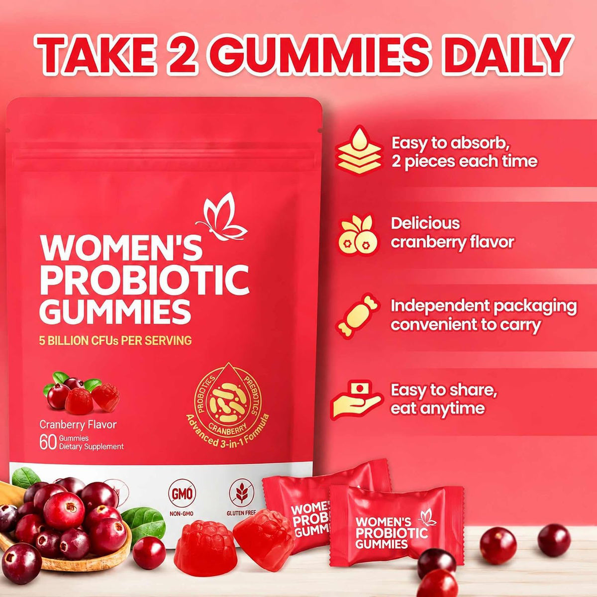 Women Probiotic Gummies, Vaginal Probiotics for Women