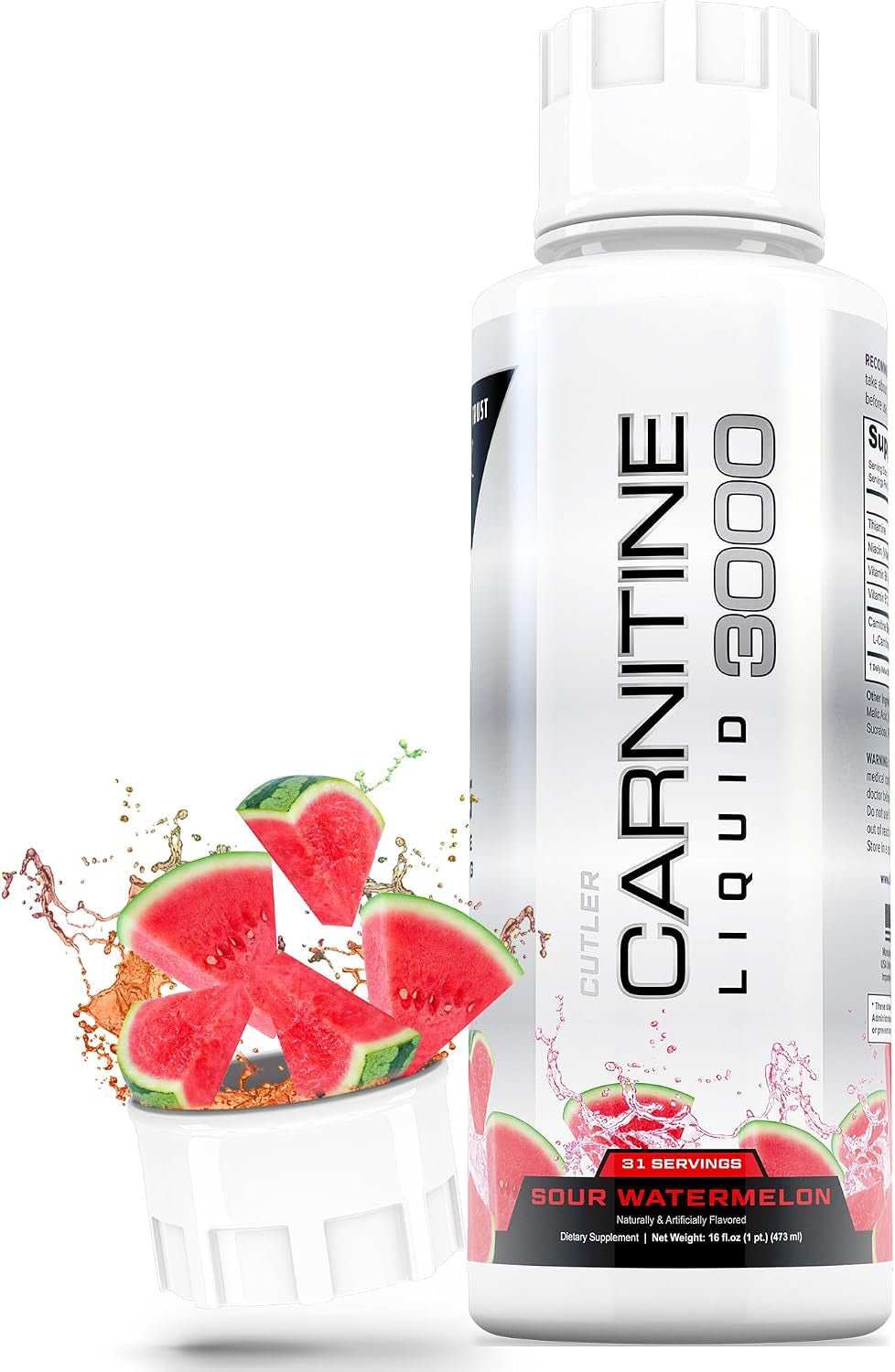 Liquid L-carnitine 3000mg bottle with watermelon slices