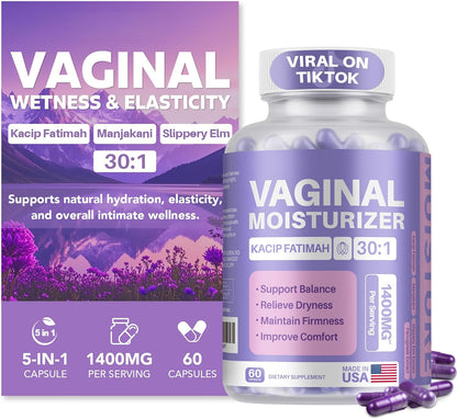 Vaginal Moisturizer, Kacip Fatimah, Manjakani & Slippery Elm, 60 Capsules
