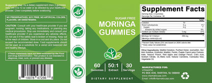 Vitamatic Moringa Gummies – Sugar-Free Botanical Extract – Green Superfood Supplement – Vegan, Pectin-Based, Non-GMO – Plant-Based Gummies – 60 Count