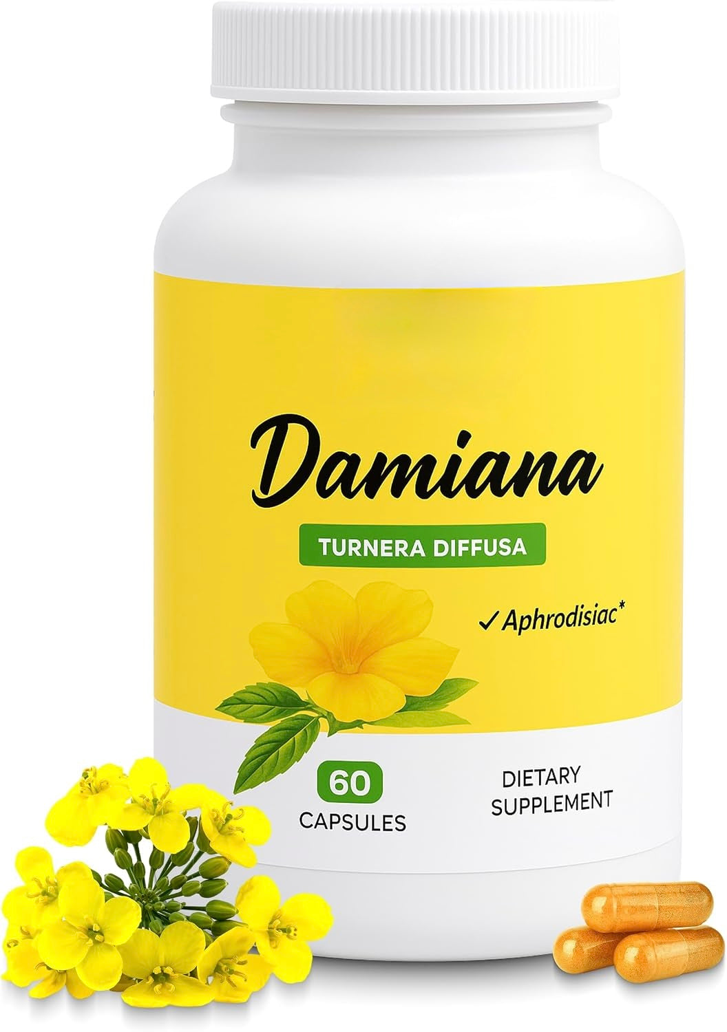 Damiana leaf capsules bottle with 60 capsules