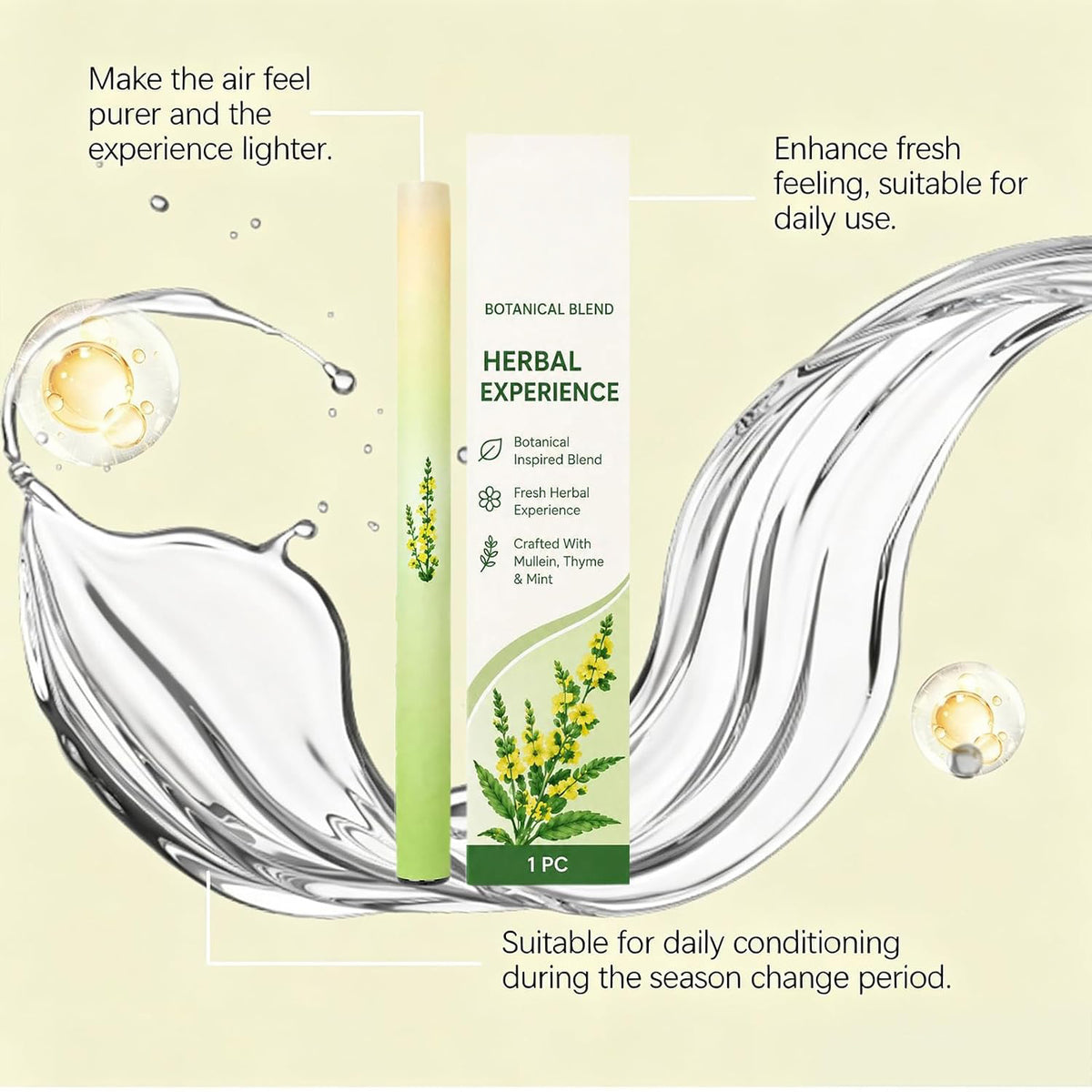 Herbal inhaler pen on a light background