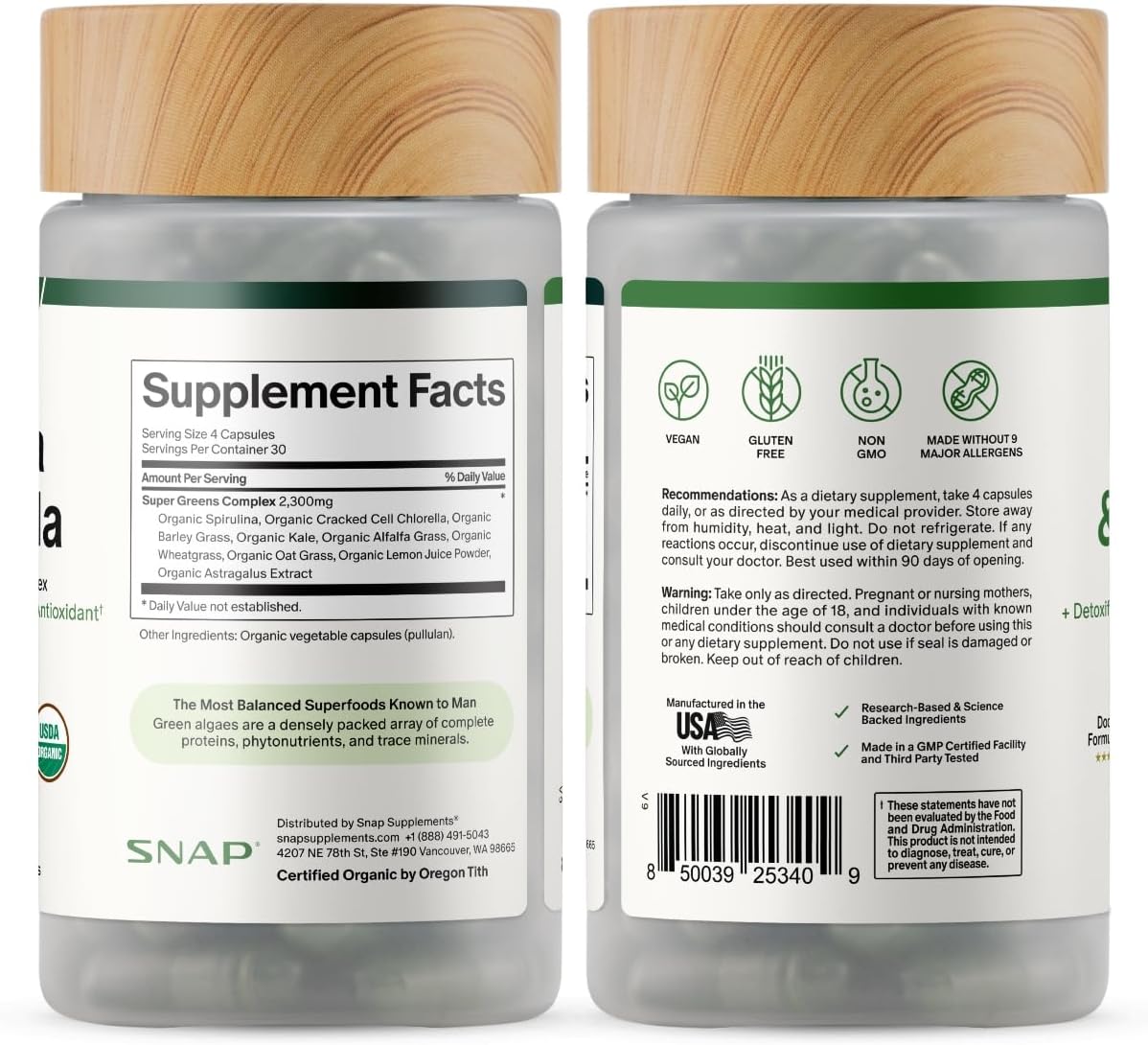 Snap Supplements Gut Health Supplement & Organic Spirulina Chlorella Bundle