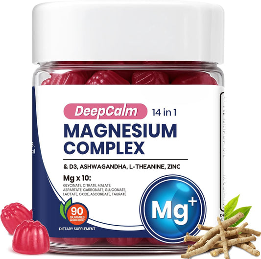 VEV Deep Calm Magnesium Complex 14-in-1 Glycinate Gummies for Women and Men