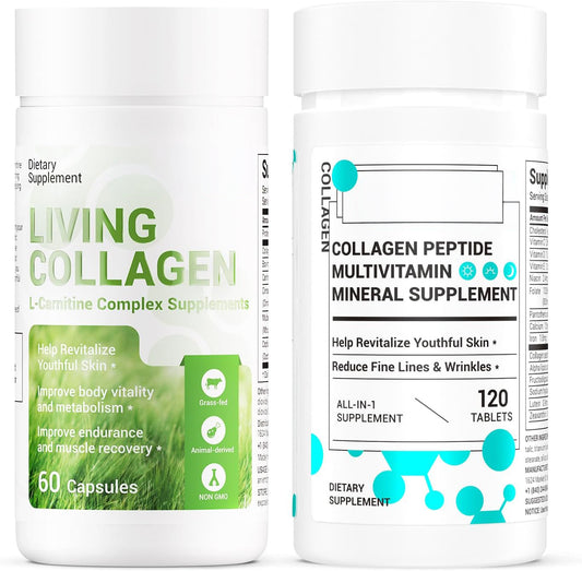 DrBioCare Living Collagen L-Carnitine Complex Supplement and Collagen Peptides for Women