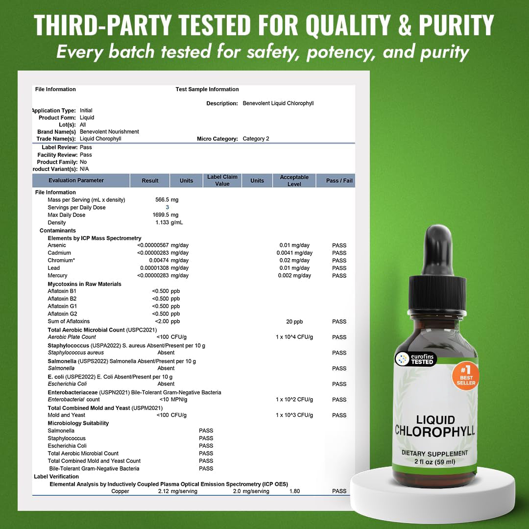 Benevolent Chlorophyll Liquid Drops for Internal Freshness, Peppermint