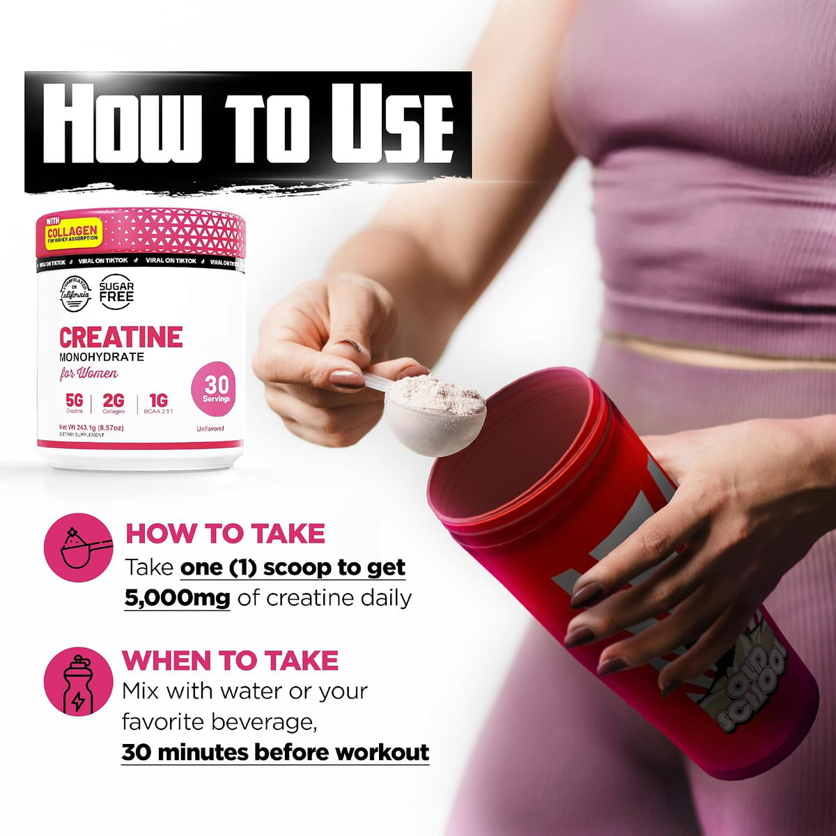 Old School Labs Creatine for Women with Collagen and BCAA, Unflavored