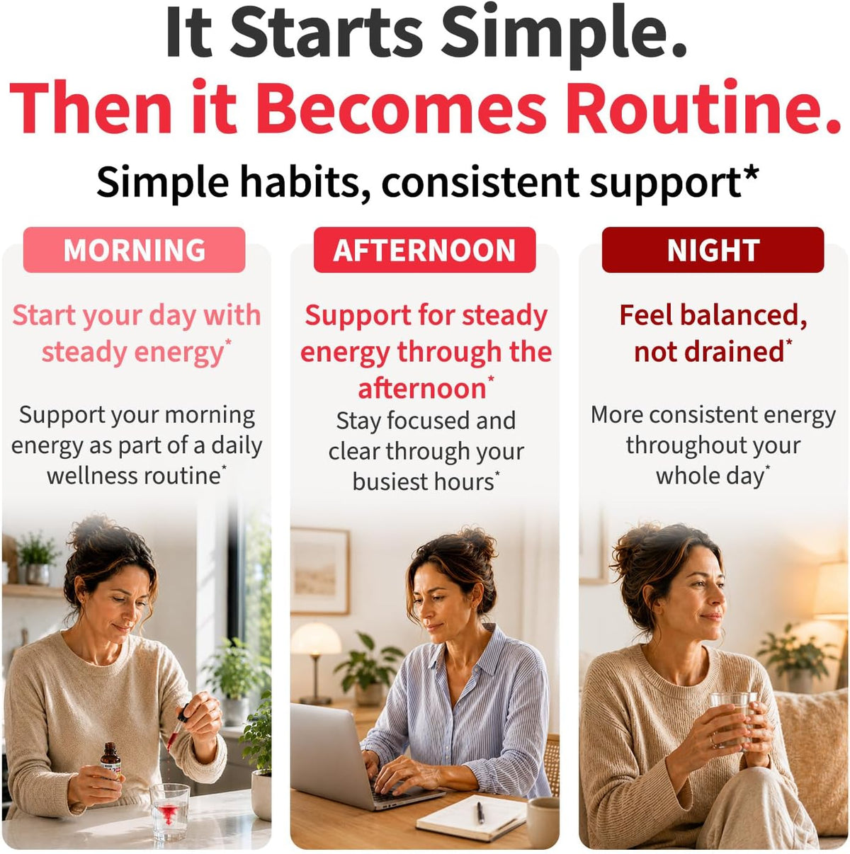 Morning, afternoon and evening routine for the liquid B complex