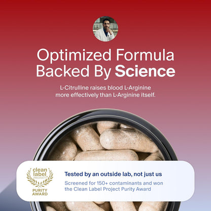 Optimized formula graphic showing L-citrulline and L-arginine