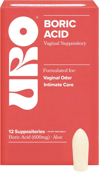 O Positiv URO Boric Acid Vaginal Suppository with Lactic Acid – 12 Ct