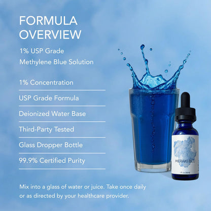 Meraki Blu USP Grade Methylene Blue Solution, 1% Formula, 30 mL