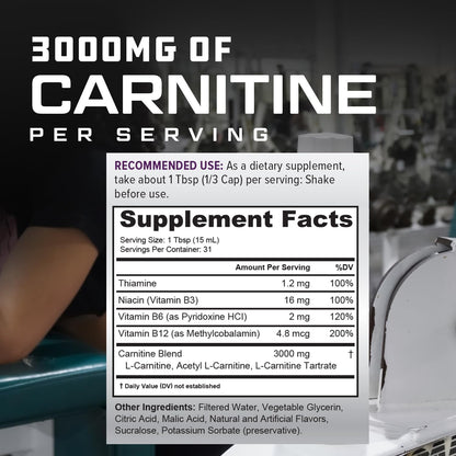 Supplement Facts panel for the liquid carnitine