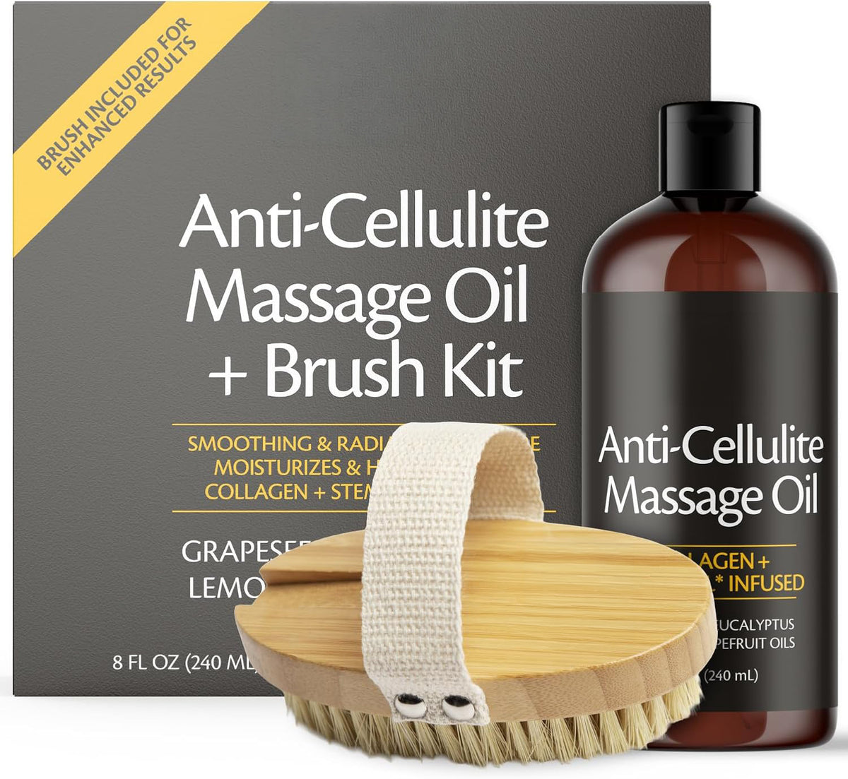 Anti Cellulite Massage Oil for Massage Therapy with Collagen (8 Fl Oz)