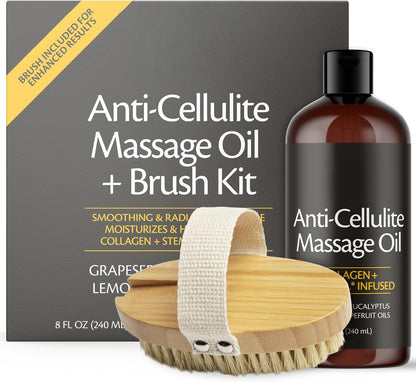Anti Cellulite Massage Oil for Massage Therapy with Collagen (8 Fl Oz)
