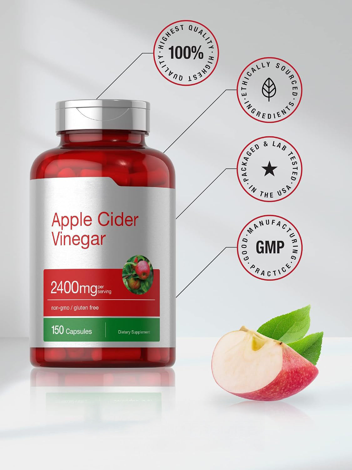 Horbäach Apple Cider Vinegar Capsules | 2400mg | 150 Count