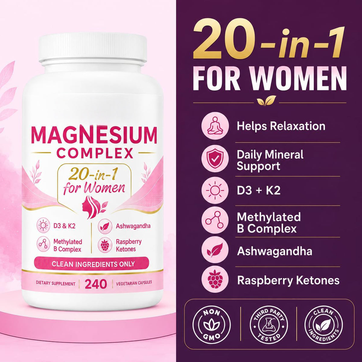 Twenty-in-one magnesium formula for women graphic