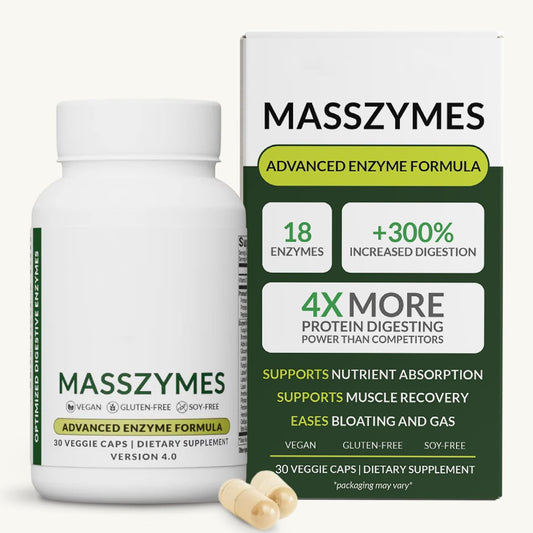 Digestive enzymes bottle with carton showing the advanced formula