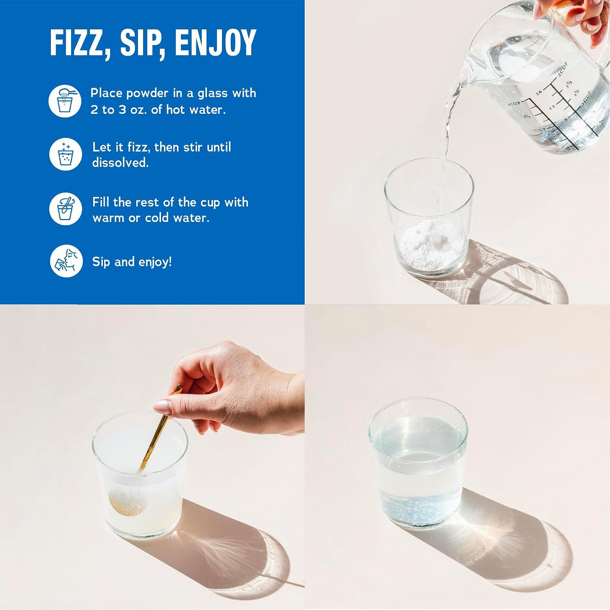 Step-by-step mixing instructions for the magnesium drink mix