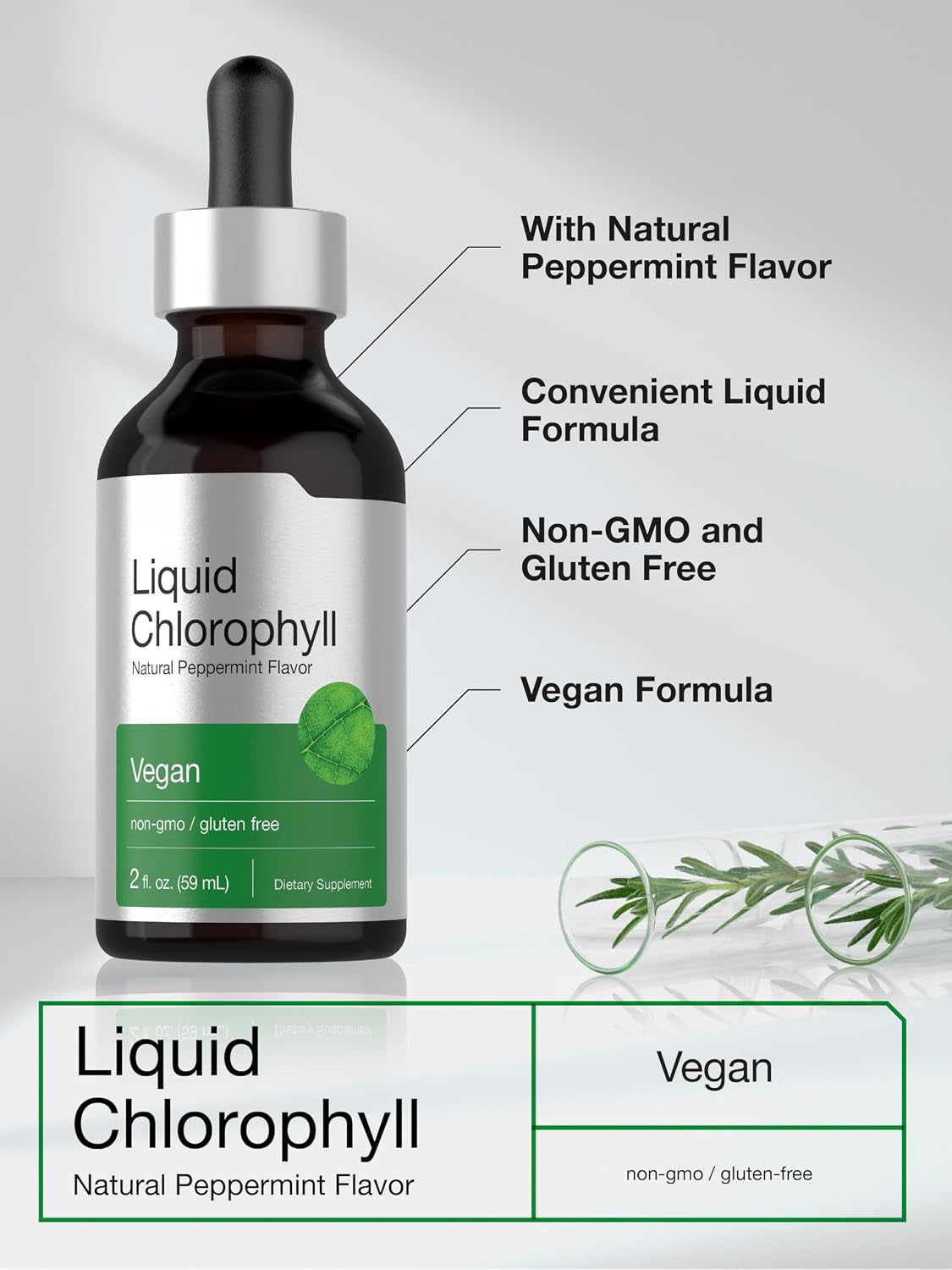Horbäach Liquid Chlorophyll Drops | 2 fl oz | Natural Peppermint Flavor