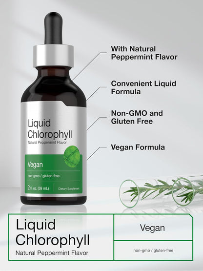 Horbäach Liquid Chlorophyll Drops | 2 fl oz | Natural Peppermint Flavor