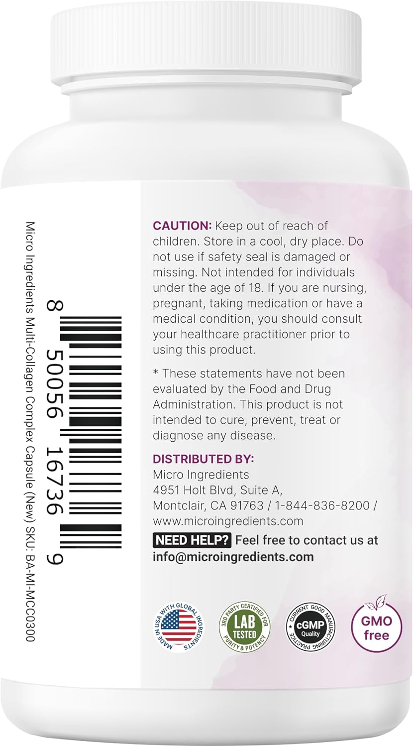 Micro Ingredients Multi Collagen Peptides Pills, 240 Capsules