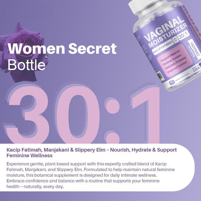Vaginal Moisturizer, Kacip Fatimah, Manjakani & Slippery Elm, 60 Capsules