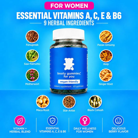 Essential vitamins and nine herbal ingredients graphic