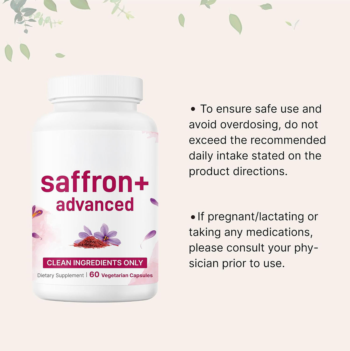 Micro Ingredients Saffron+ Advanced Supplements, 60 Vegetarian Capsules