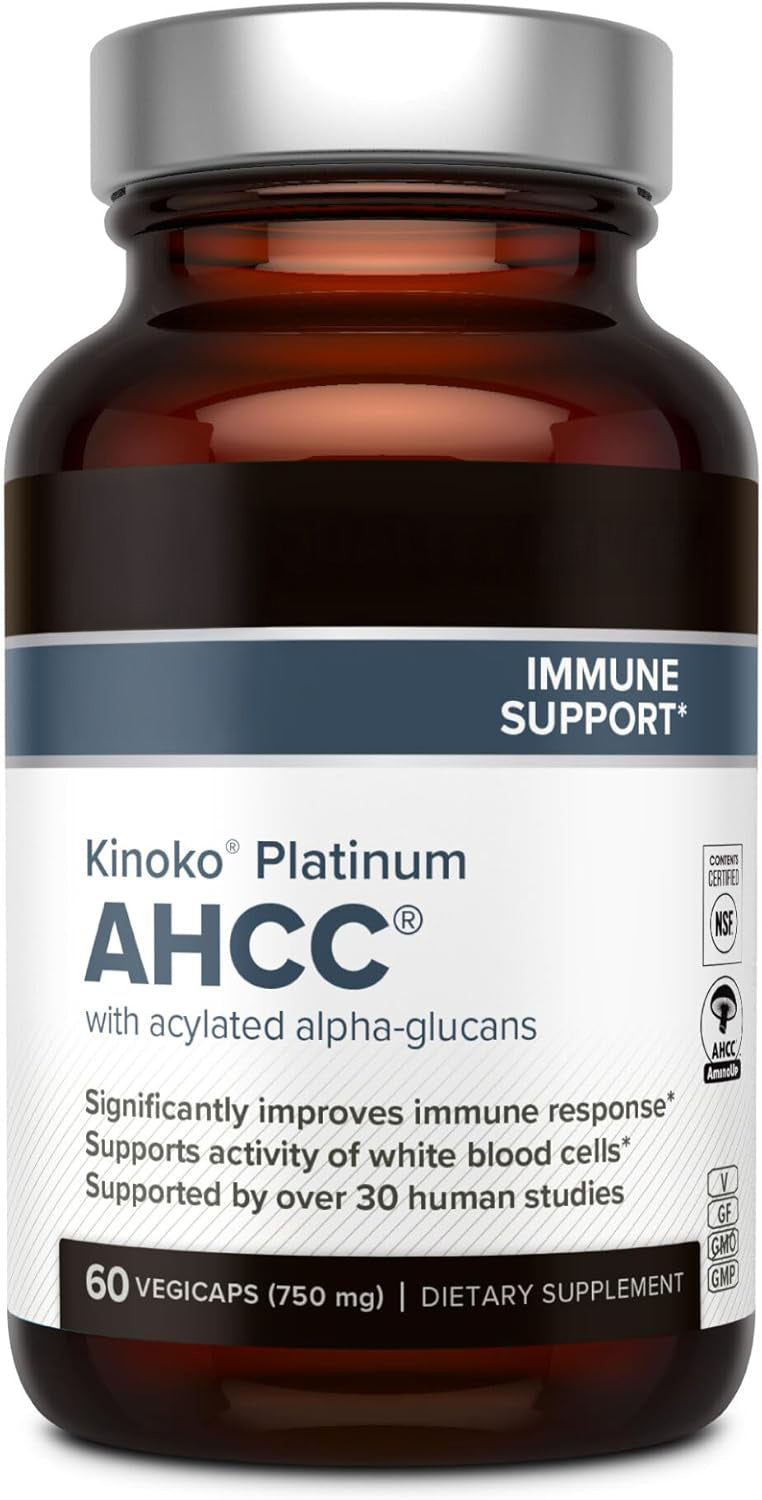 AHCC mushroom extract capsules bottle, 750mg