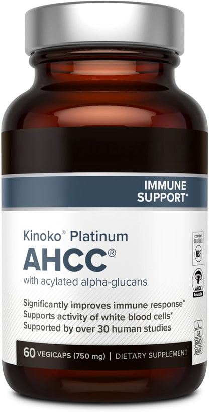 AHCC mushroom extract capsules bottle, 750mg