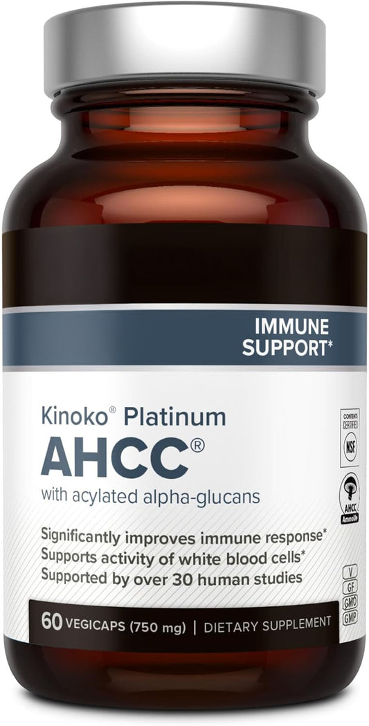 AHCC mushroom extract capsules bottle, 750mg