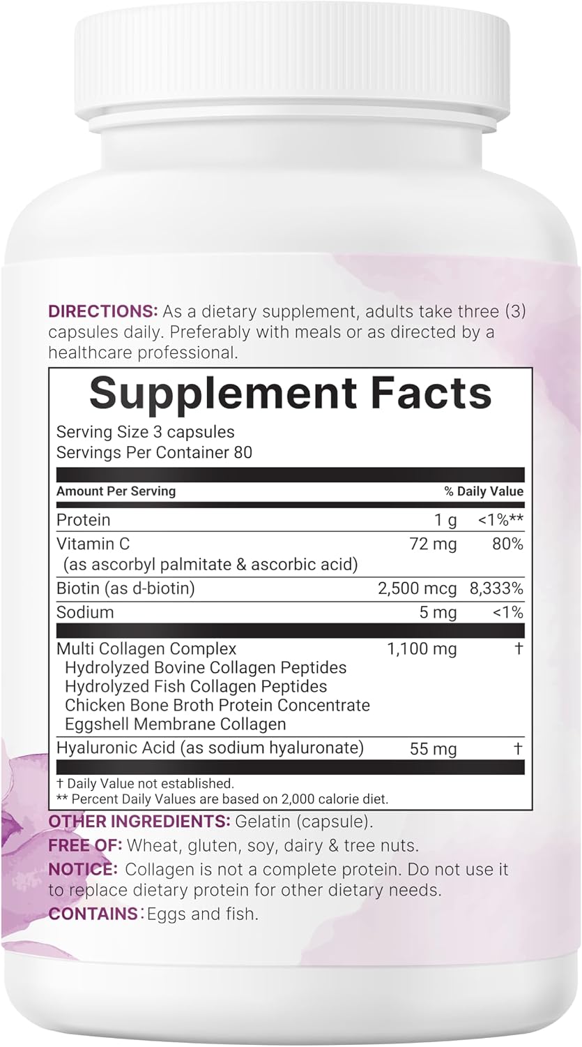 Micro Ingredients Multi Collagen Peptides Pills, 240 Capsules