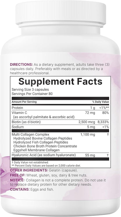 Micro Ingredients Multi Collagen Peptides Pills, 240 Capsules