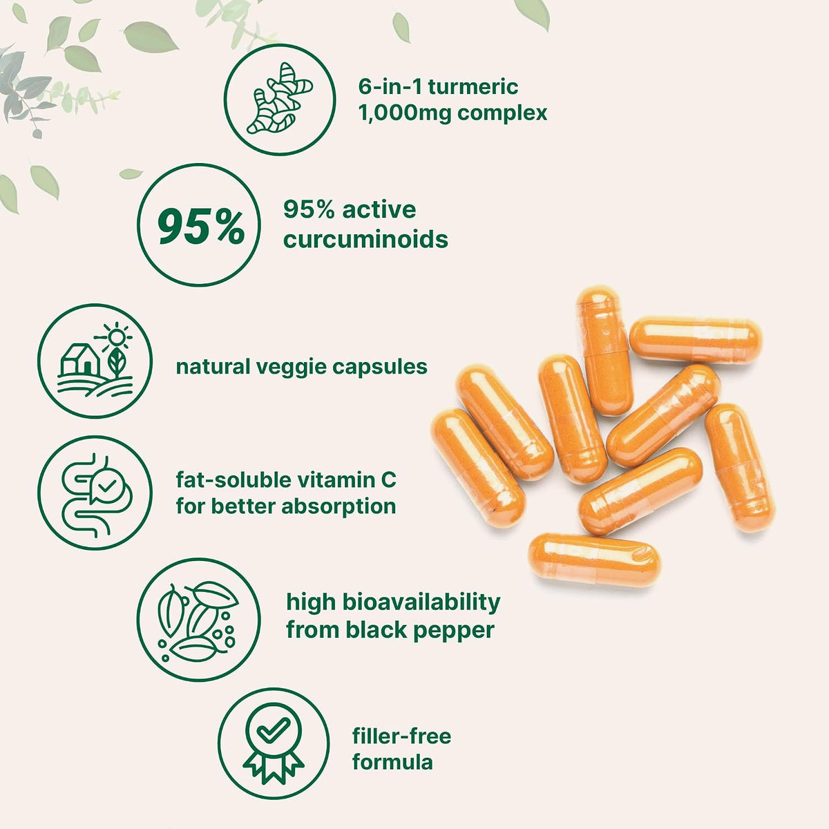Six-in-one turmeric complex with 95% curcuminoids