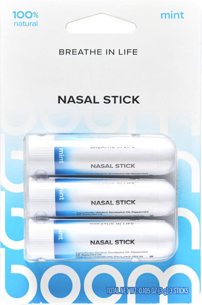BoomBoom Nasal Stick, Essential Oils + Menthol Inhaler, Variety 4 Pack
