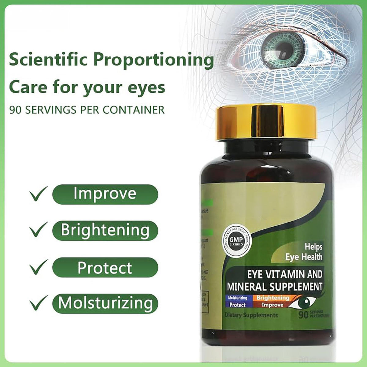 JFX Eye Vitamins with Lutein 20mg & Zeaxanthin 4mg – AREDS-Based Macular Degeneration Supplements – Vision Supplements for Dry Eye Relief & Eye Health – GMP Certified – 90 Softgels(Pack of 1)