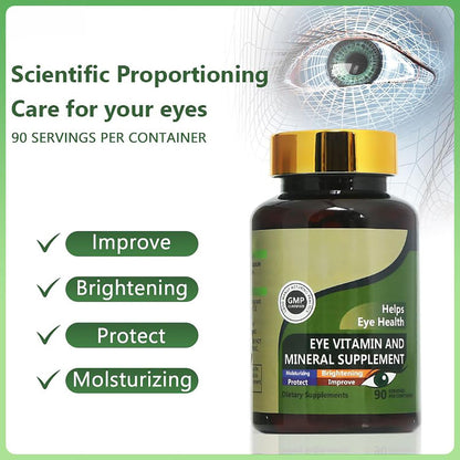 JFX Eye Vitamins with Lutein 20mg & Zeaxanthin 4mg – AREDS-Based Macular Degeneration Supplements – Vision Supplements for Dry Eye Relief & Eye Health – GMP Certified – 90 Softgels(Pack of 1)