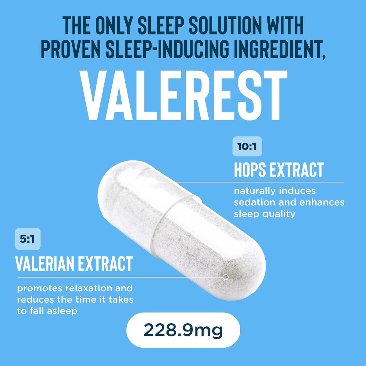 Capsule and botanical extract graphic for the nightly formula